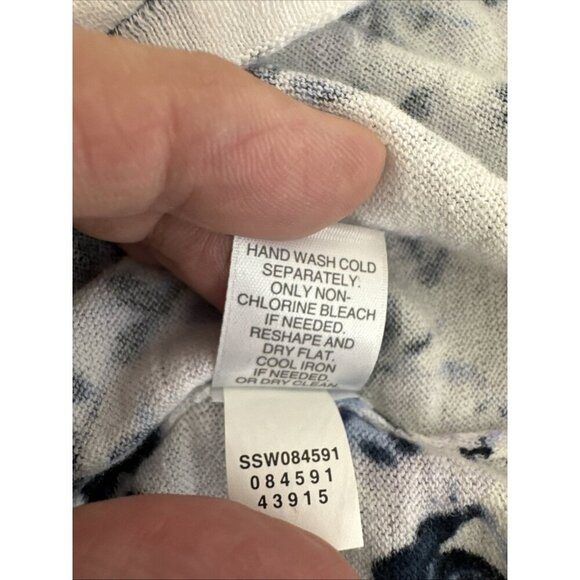 J. Jill Women's M Linen blend Pullover Sweater LS White Navy Multi - Picture 8 of 10